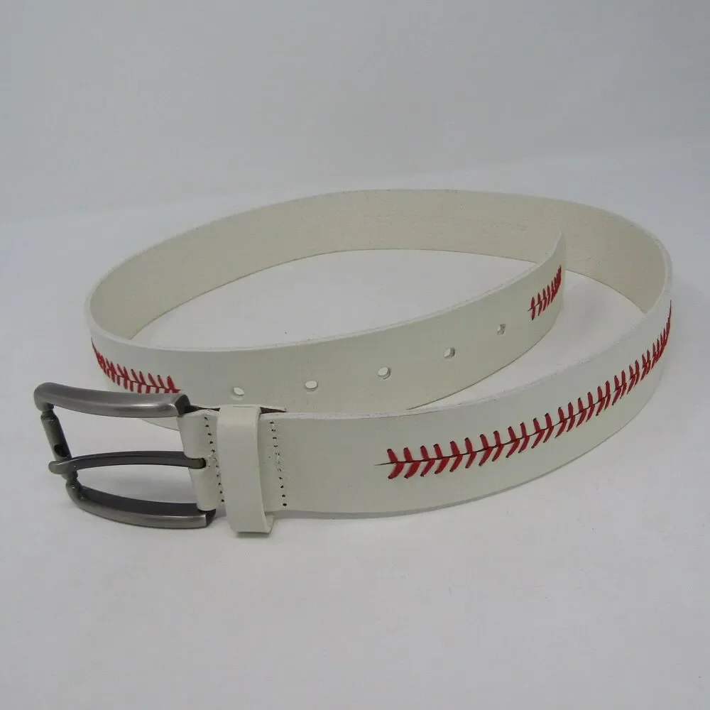 Baseball Stitch Belt Size 34 White Red Stitching Sports Fan Costume Accessory